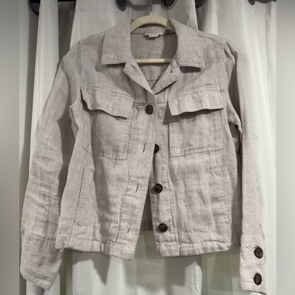Women's Lightweight Linen-Blend Jacket in Light Gray